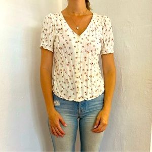 Cream floral blouse, xs